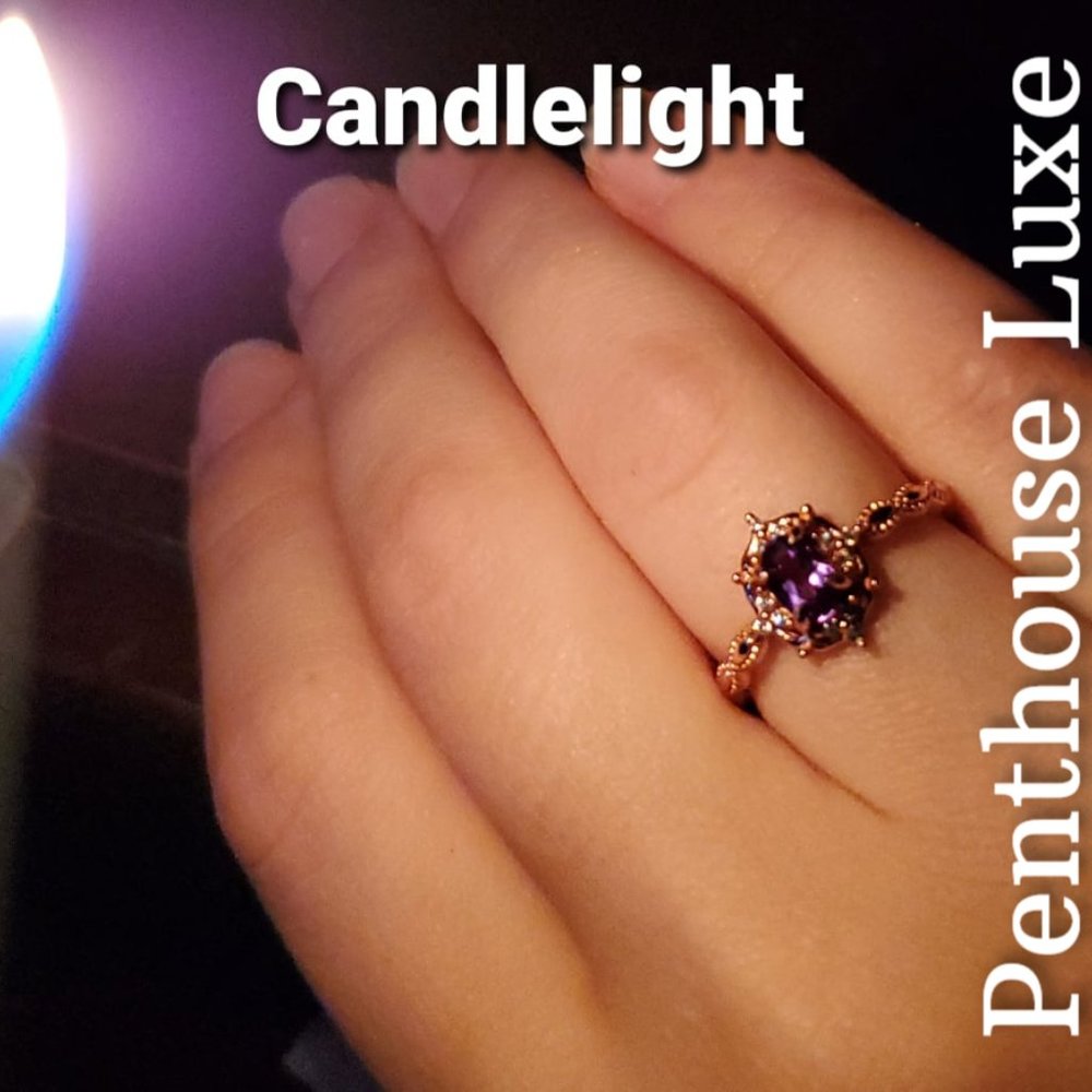 REAL .5ct Alexandrite Oval Cut Rose Gold 925 Ring - Picture 4 of 6